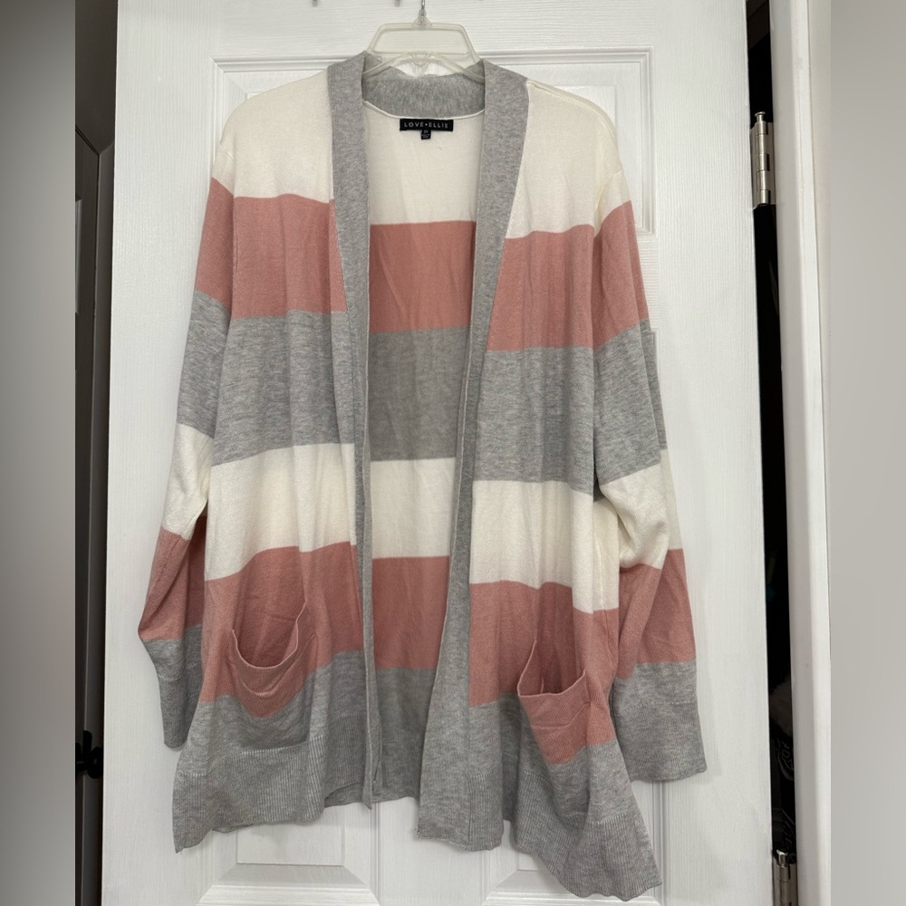 Pink and Gray Cardigan Sweater